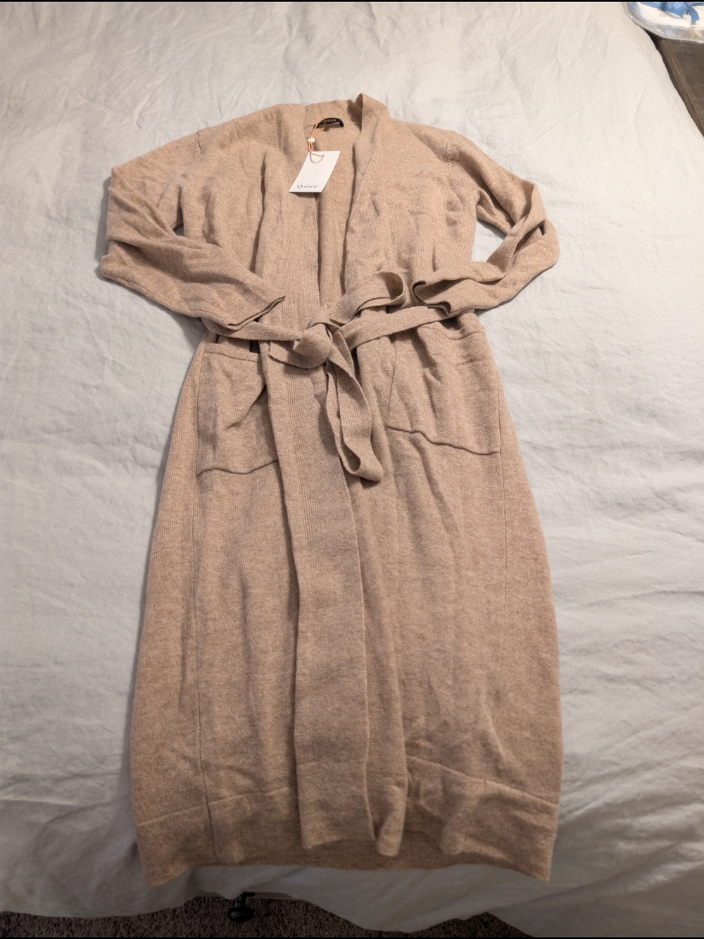 Quince 100% Mongolian Cashmere Robe NWT Oatmeal Small Beige